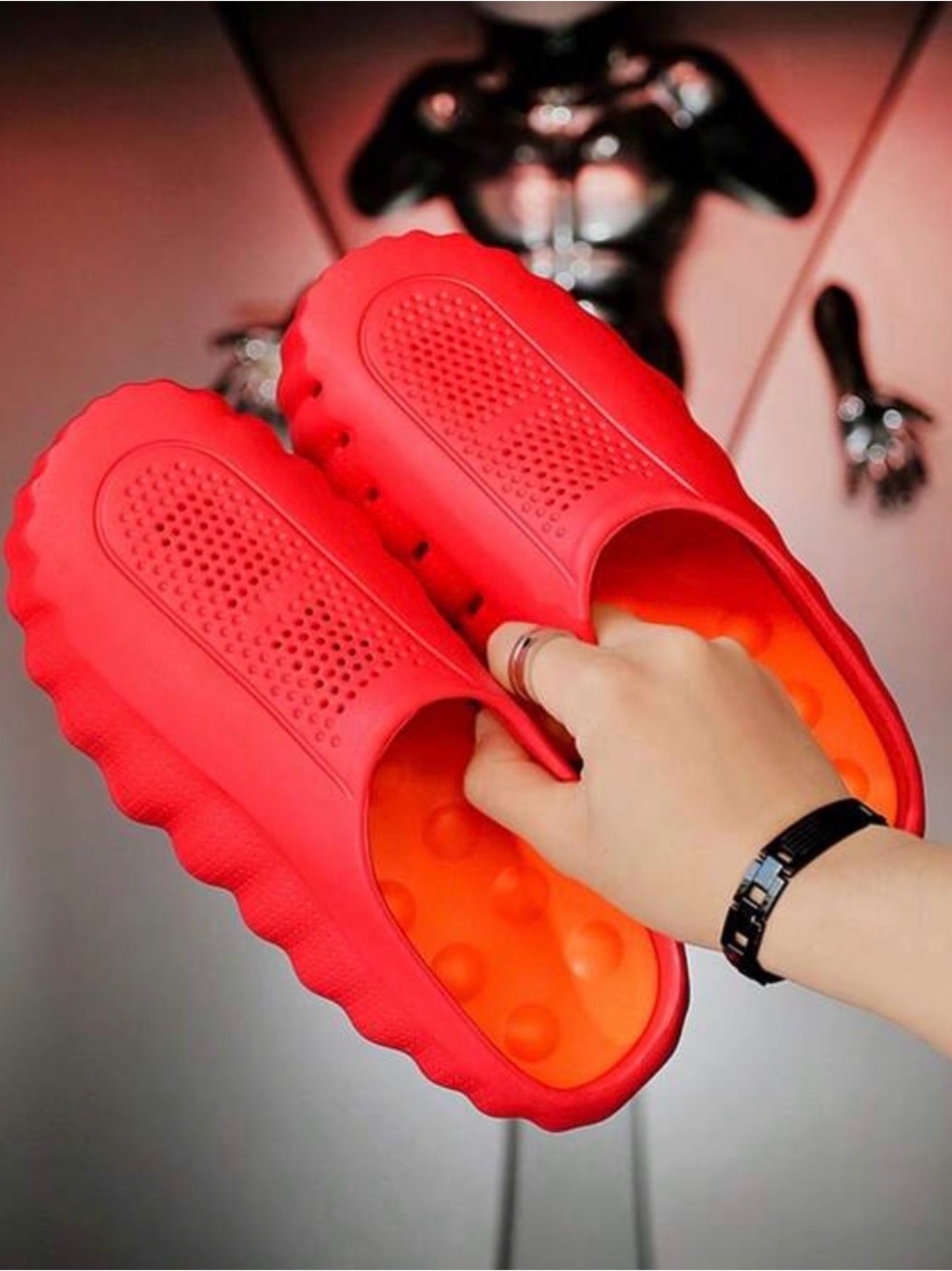 Ultra Dress Collection Red Slip-On Men’s Clog with Orange Insole